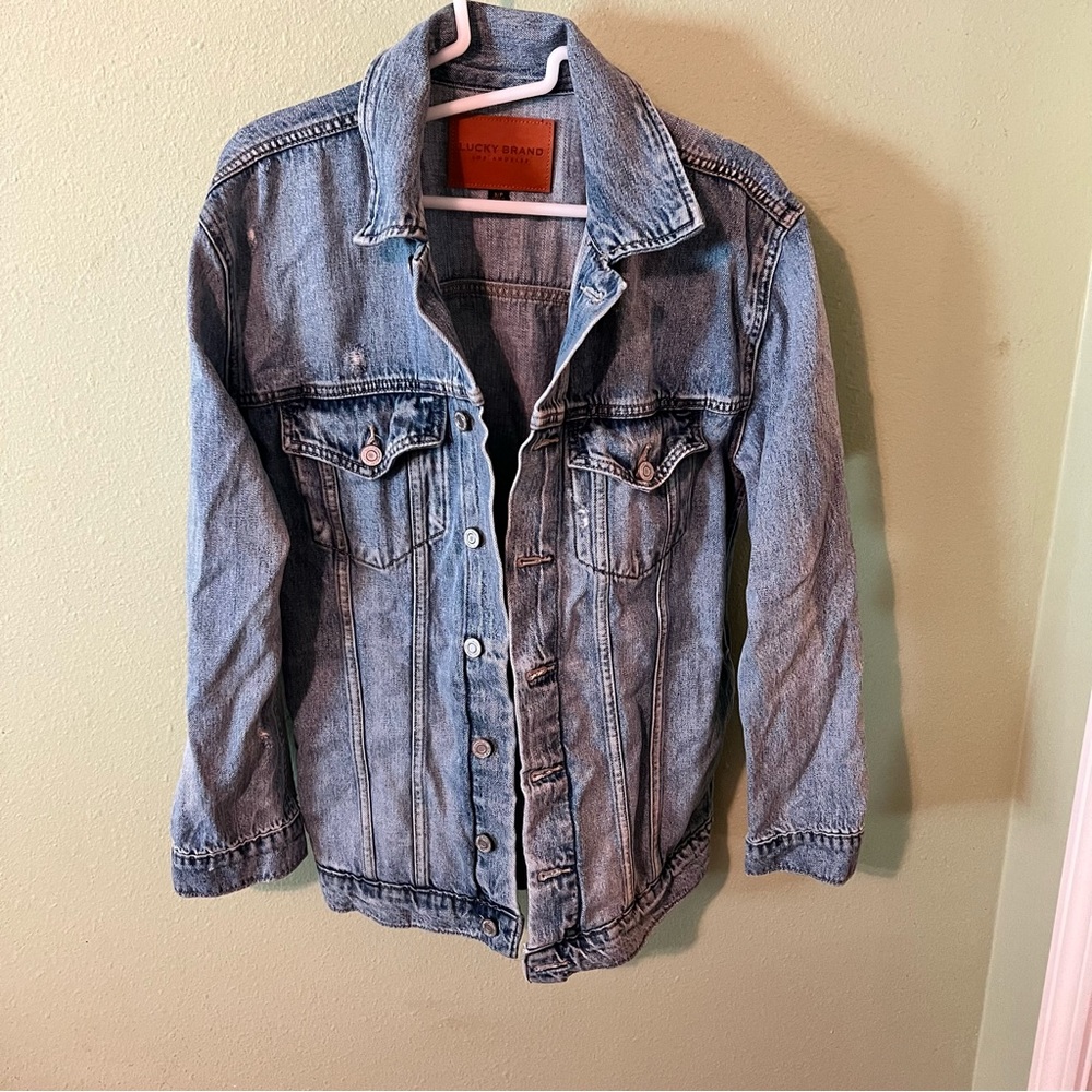 Lucky Brand distressed mens jean jacket